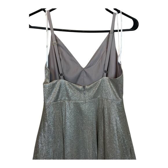 NWT Lulus Lookout Weekend Sparkly Silver Skater Dress S Metallic Fit & Flare - Picture 7 of 10
